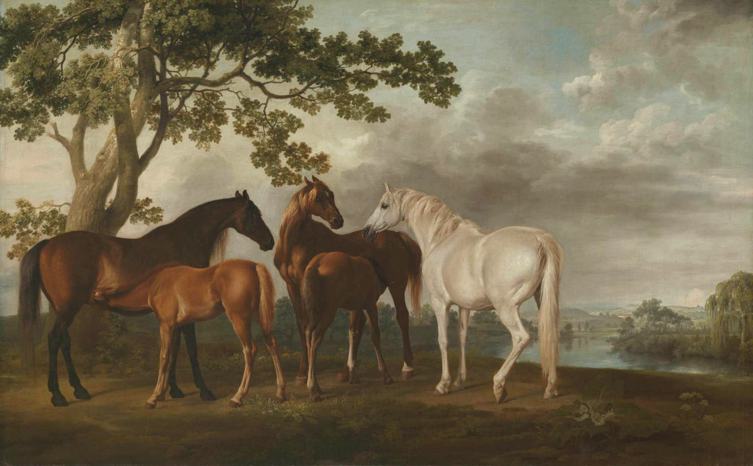 George Stubbs - Mares and Foals in a River Landscape