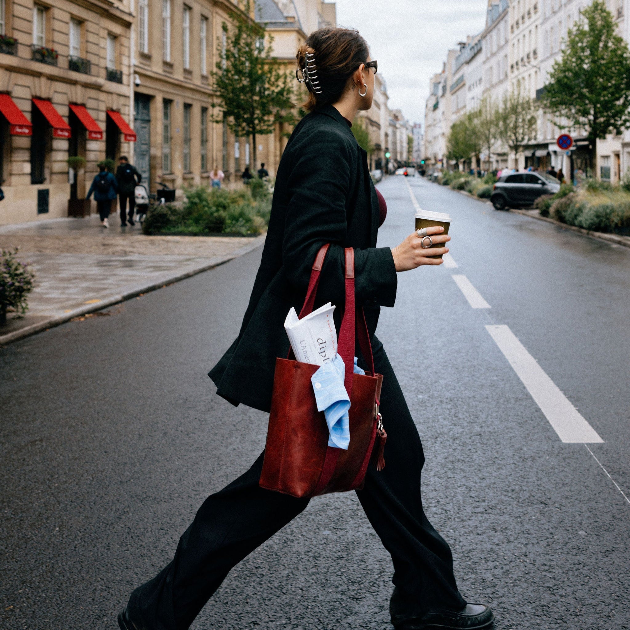 Hay Bag Small Pull Up Läder - Burgundy