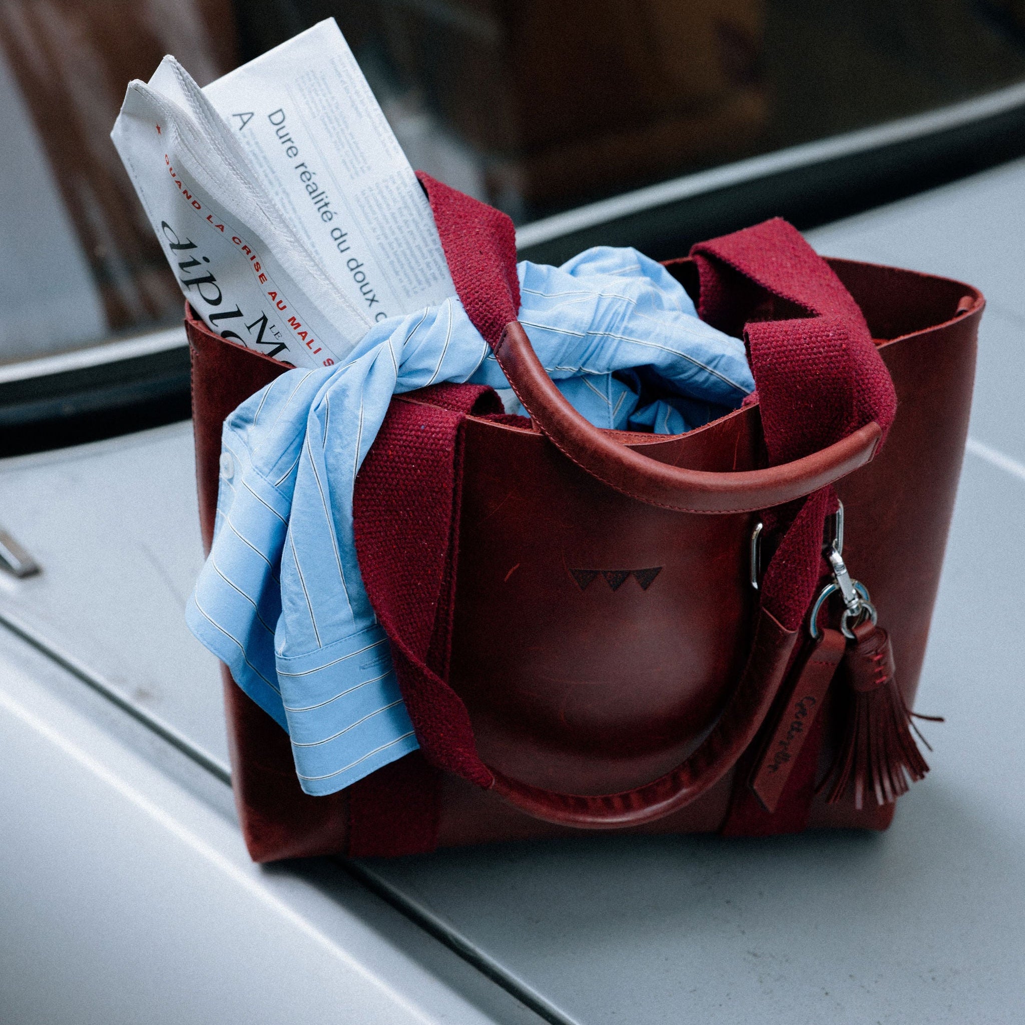 Hay Bag Small Pull Up Läder - Burgundy