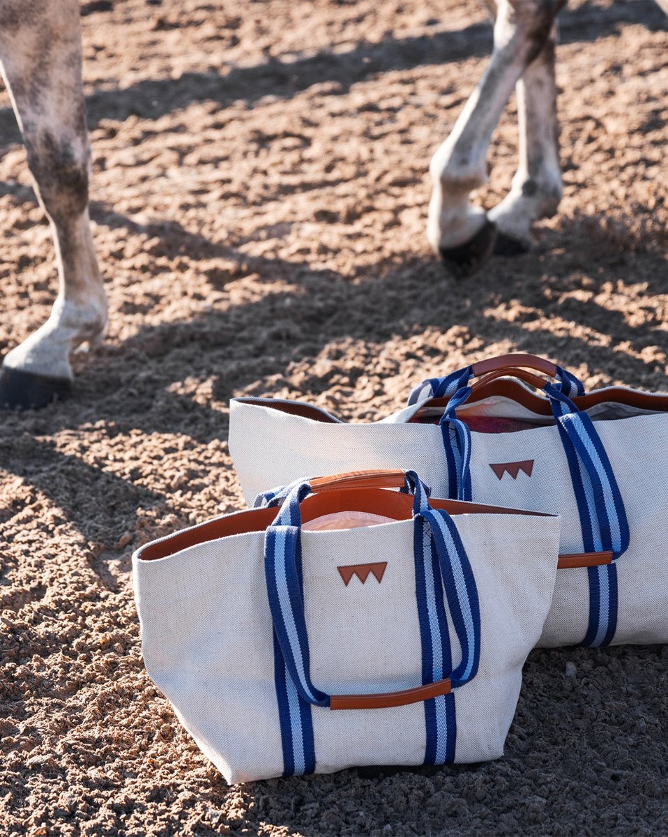 Hay Bag Falsterbo sac en toile Large - Bande Bleue