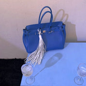 Pony Tail Stor Läder Tassel - Vit