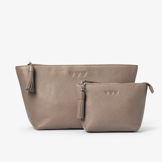 Stor Necessär i Läder - Taupe