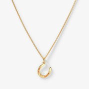 Lucky Horseshoe Necklace - Goldplated & Orange stones