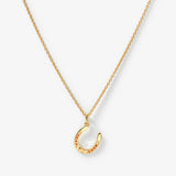 Lucky Horseshoe Halskette – Vergoldet & orange Steine