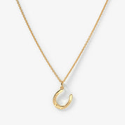 Lucky Horseshoe Halsband - Guldpläterad & Vita stenar