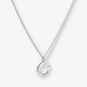 Lucky Horseshoe Necklace - Silver & Blue stones