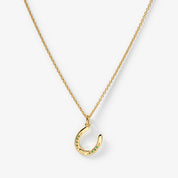 Lucky Horseshoe Necklace - Goldplated & Green stones