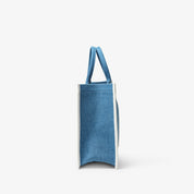 Denim Tote Bag - Large, White leather