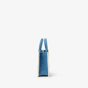 Denim Tote Bag - Small, White leather