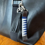 Ribbon Browband Bag Charm - Blue & White