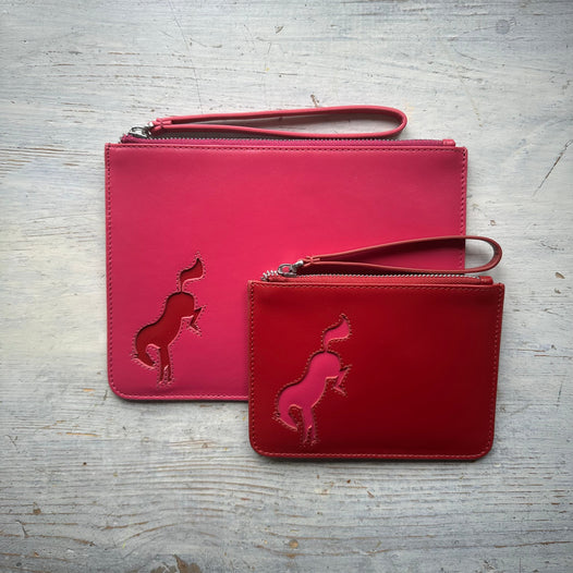 Bucking Horse small leather pouch - Red