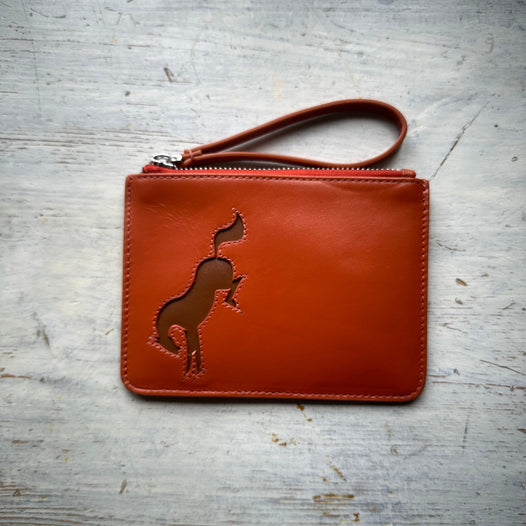 Bucking Horse small leather pouch - Orange