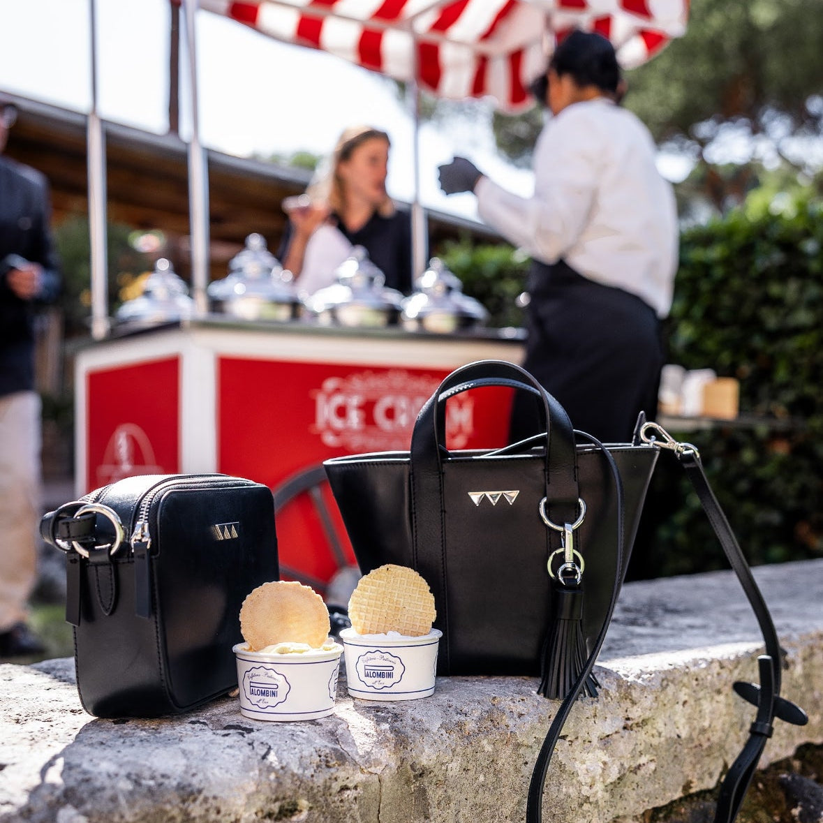 Double Zip väska - Svart