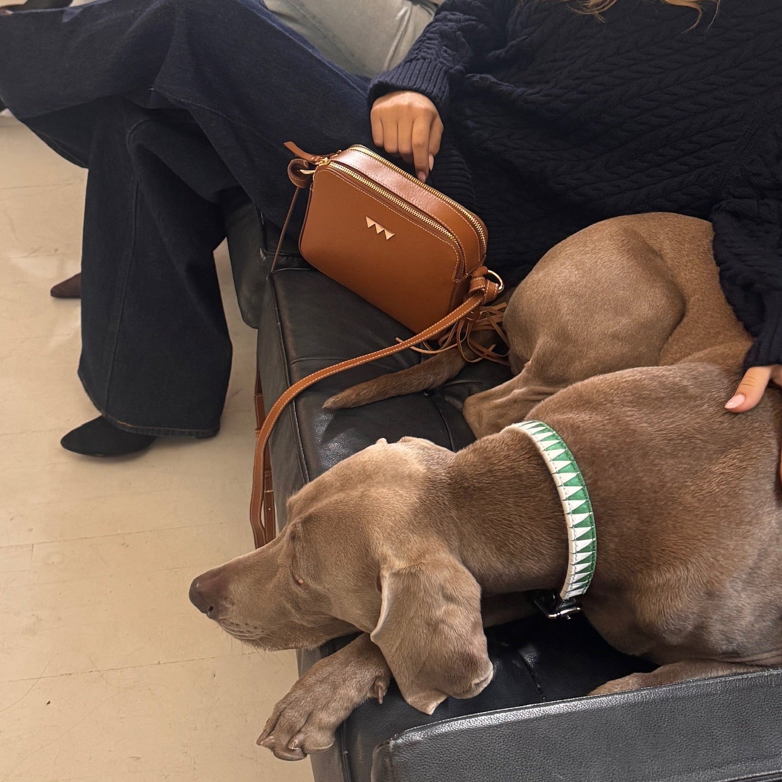 Double Zip väska - Brun