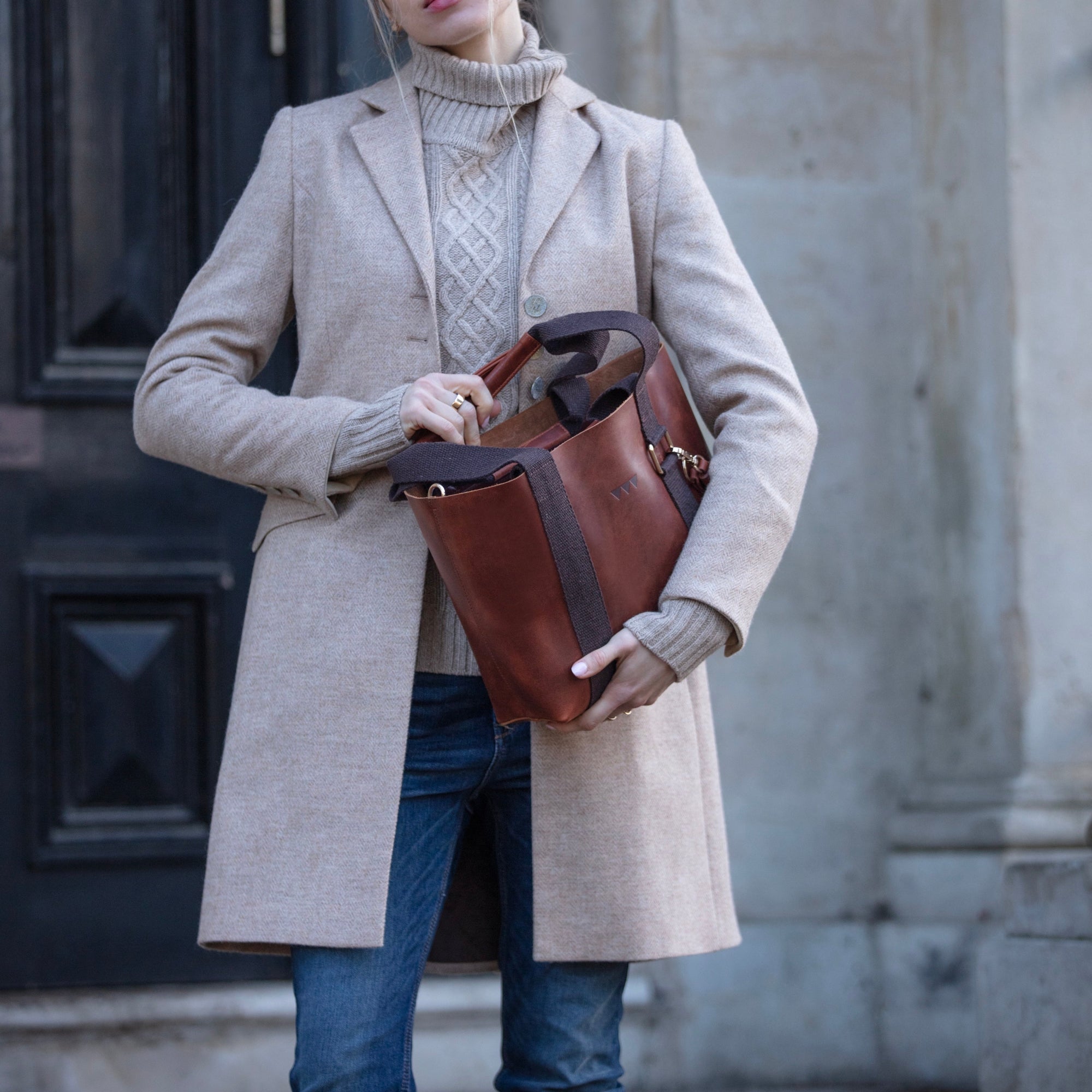 Hay Bag Medium Pull Up Läder - Brun