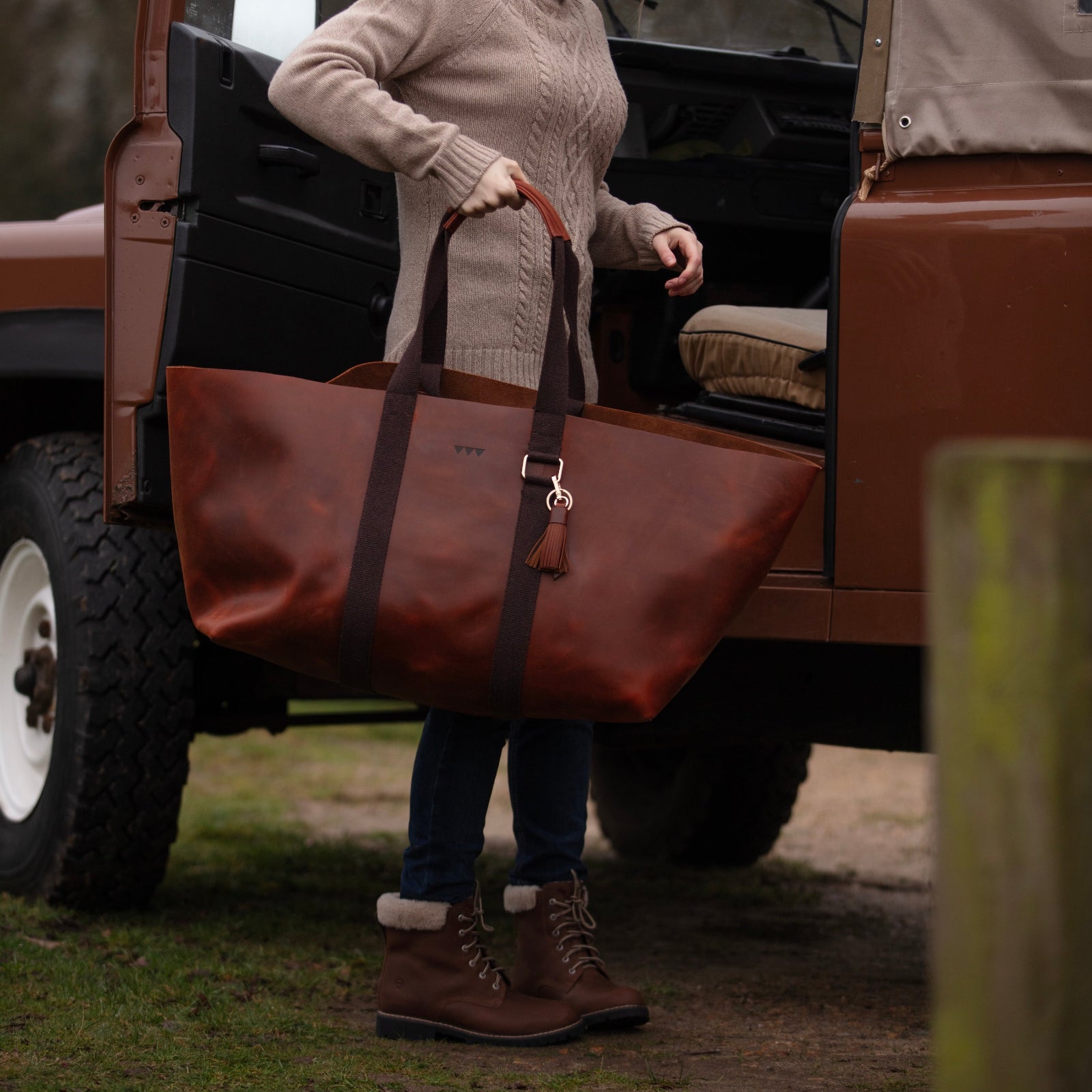 Hay Bag Large Pull Up Läder - Brun