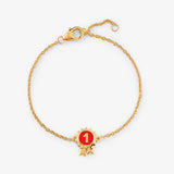 Bracelet Rosette n°1 - Plaqué or et rouge