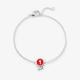 Armband mit No.1 Turnierschleife – Silber & Rot