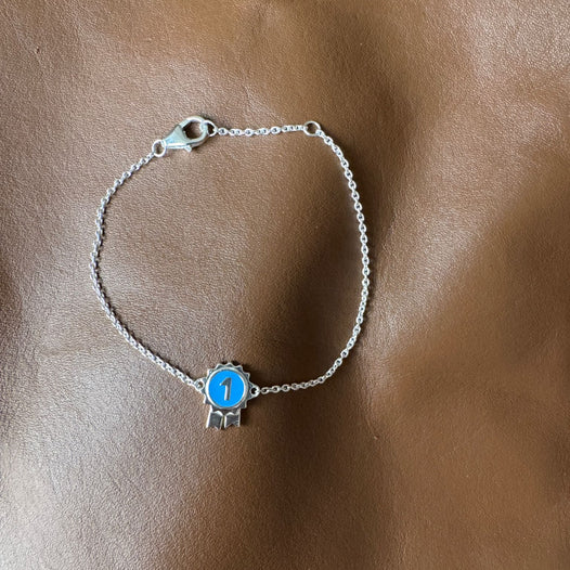 Number 1 Ribbon Bracelet - Gold plated & Blue