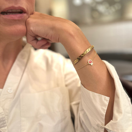 No1 Rosett Armband - Guldpläterad & Röd