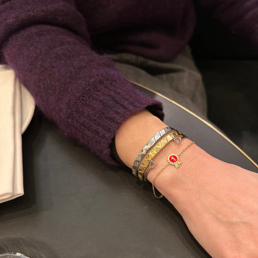 No1 Rosett Armband - Silver & Röd