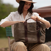 Hay Bag Medium Waxed Cotton Canvas - Forest Green
