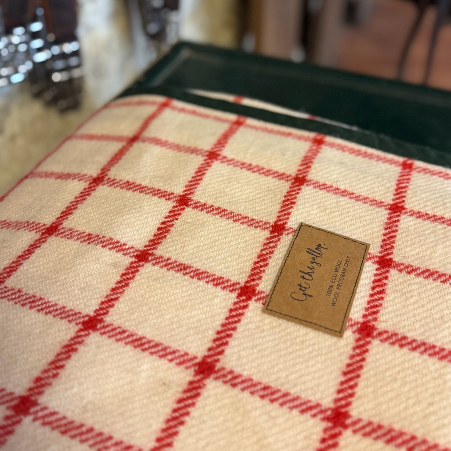Checked Wool Blanket - Off-white / Red