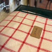 Checked Wool Blanket - Off-white / Red