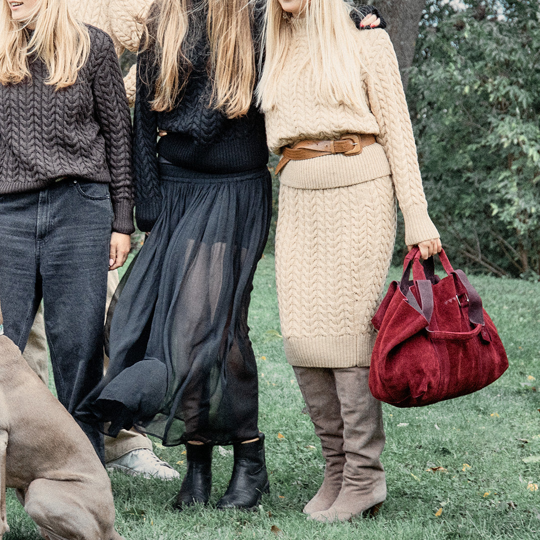 Hay Bag Medium Suede - Burgundy