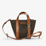 Hay Bag Mini - Green canvas with Brown leather