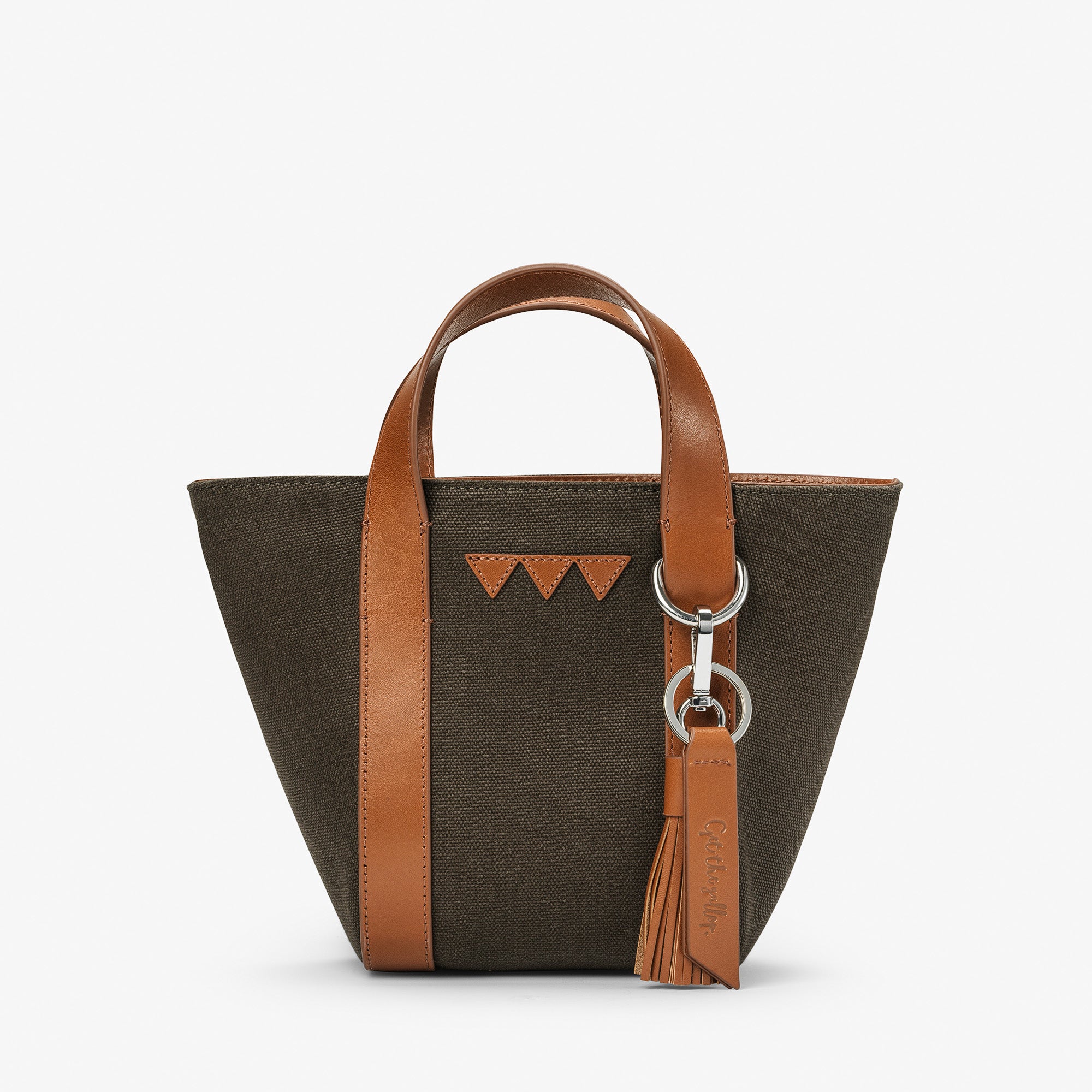 Hay Bag Mini - Green canvas with Brown leather