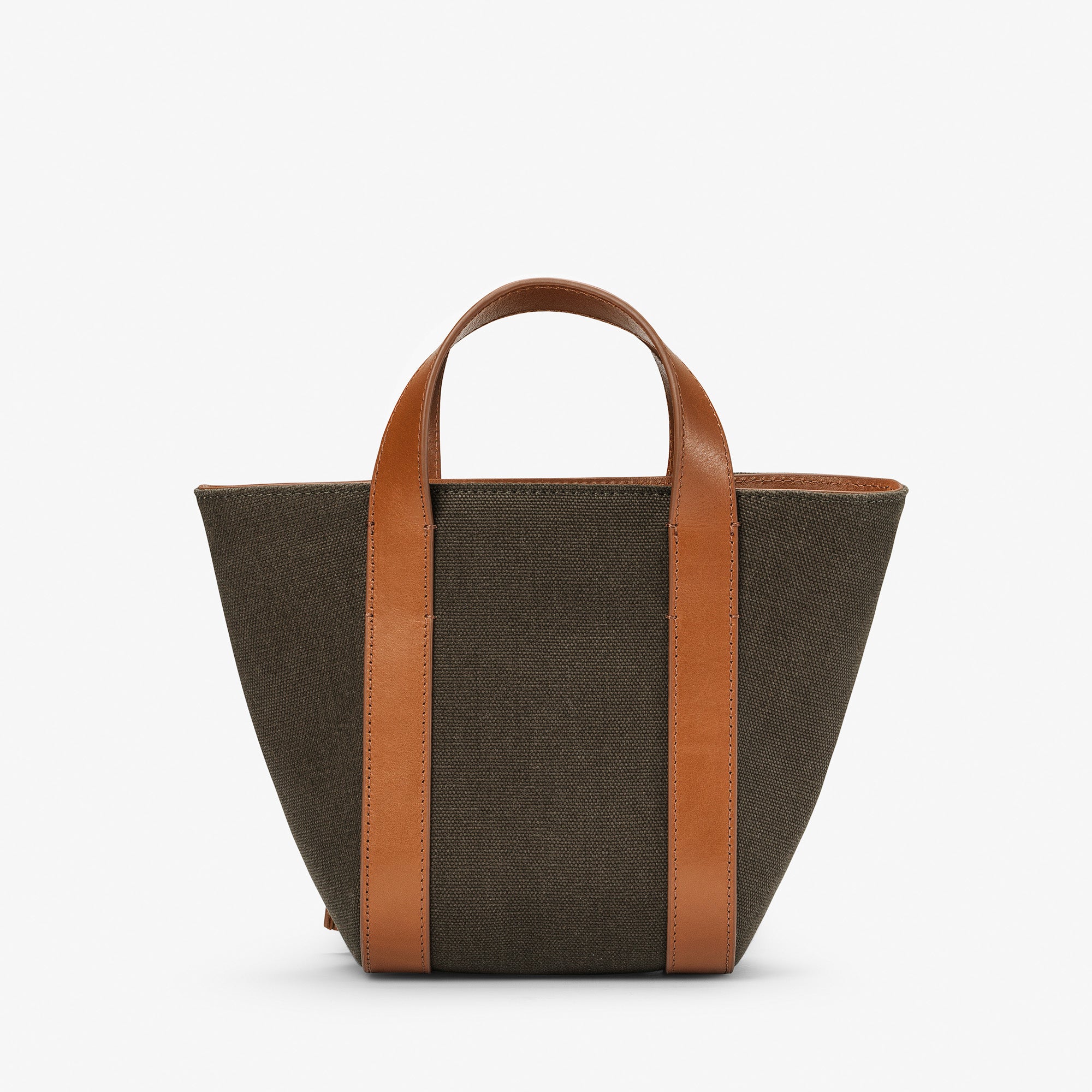 Hay Bag Mini - Green canvas with Brown leather