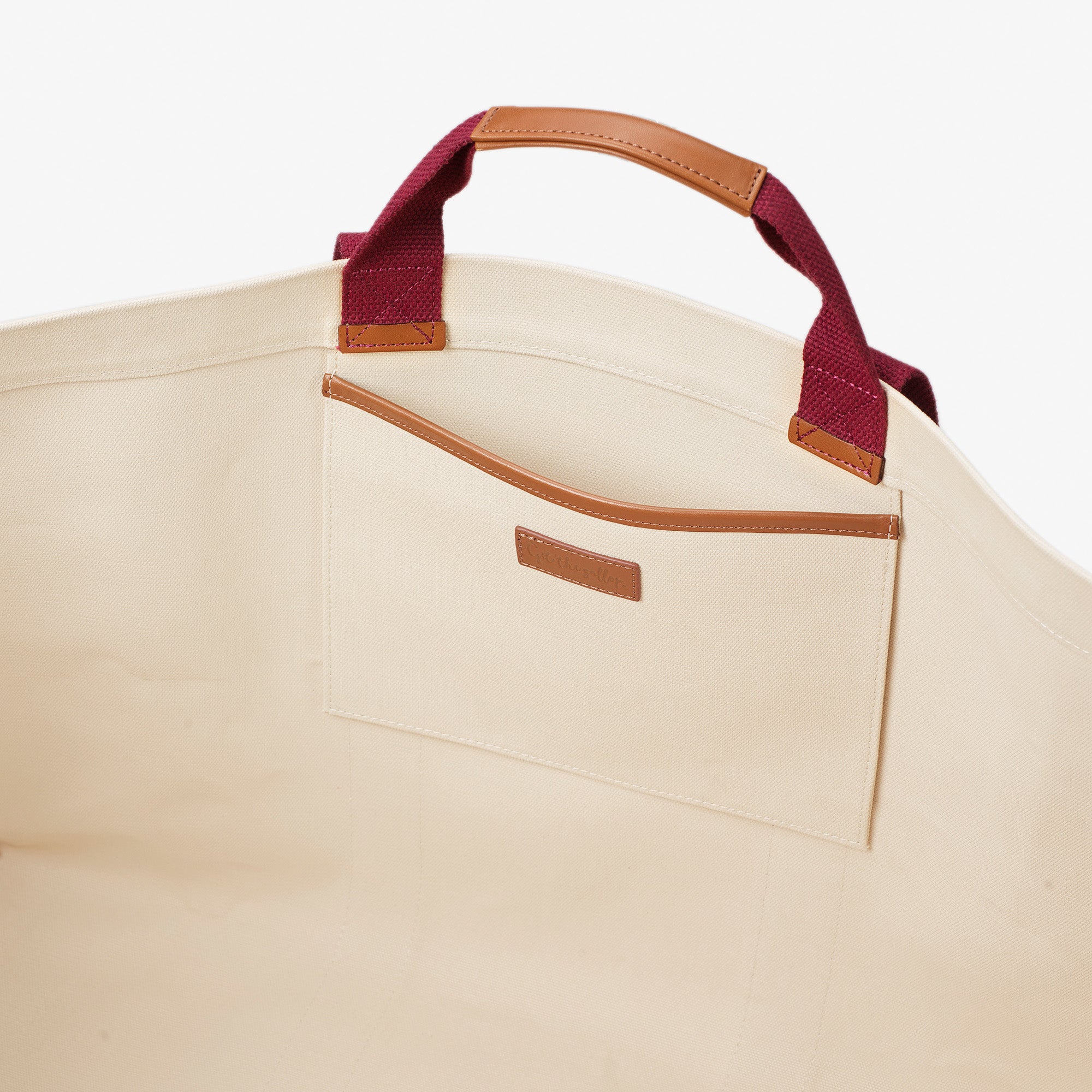 Hay Bag Large Canvas – Off White & Burgund
