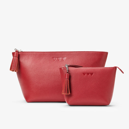 Stor Necessär i Läder - Röd