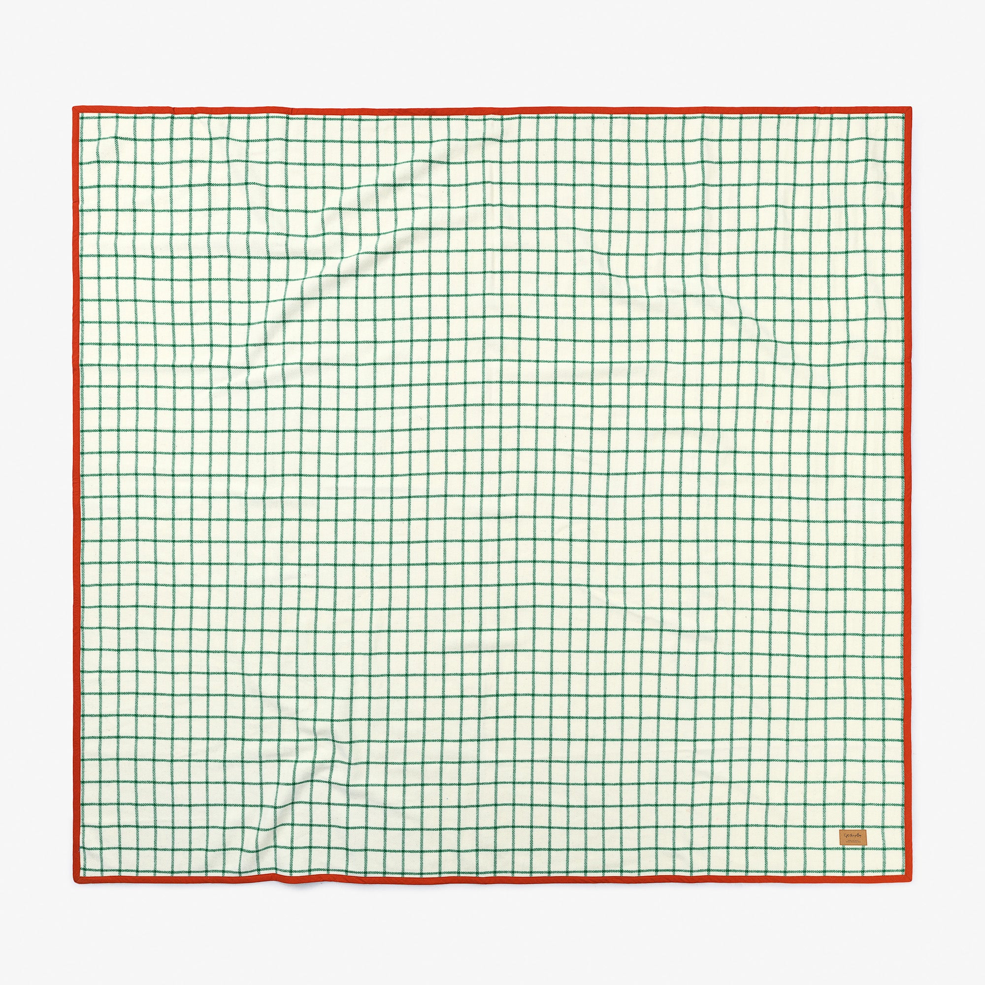 Rutmönstrad ullfilt - Off-white / Grön