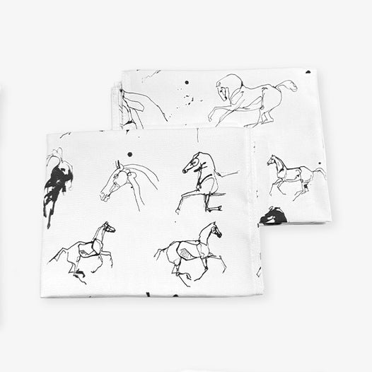Horse Sketches Kitchen towels set of 2