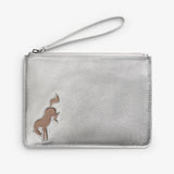 Grande pochette Bucking Horse en cuir - Argent
