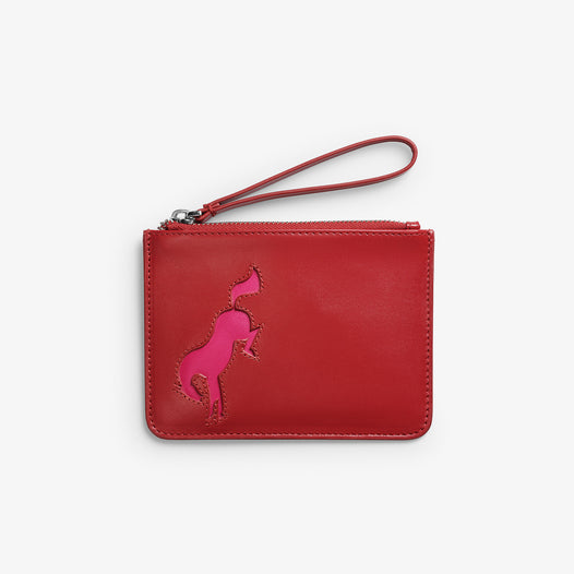 Bucking Horse small leather pouch - Red