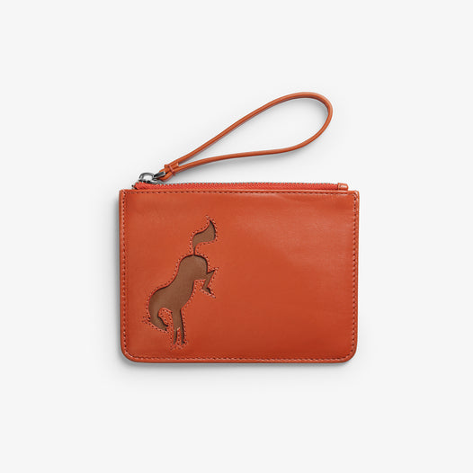 Bucking Horse small leather pouch - Orange