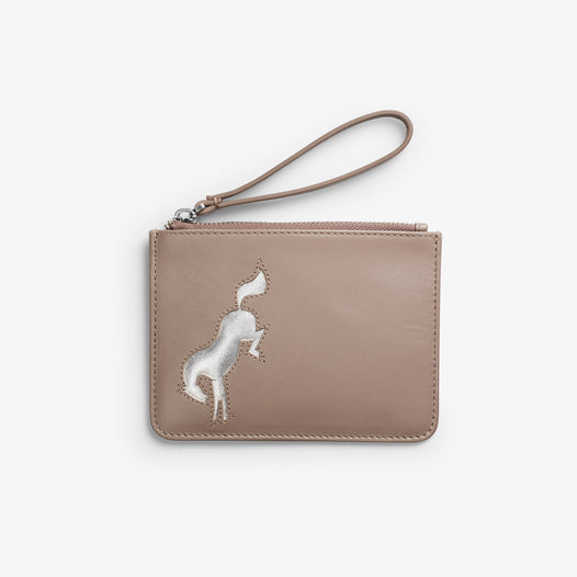 Bucking Horse small leather pouch - Taupe