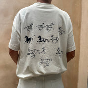 Horse Sketches Oversized Tee - Off White