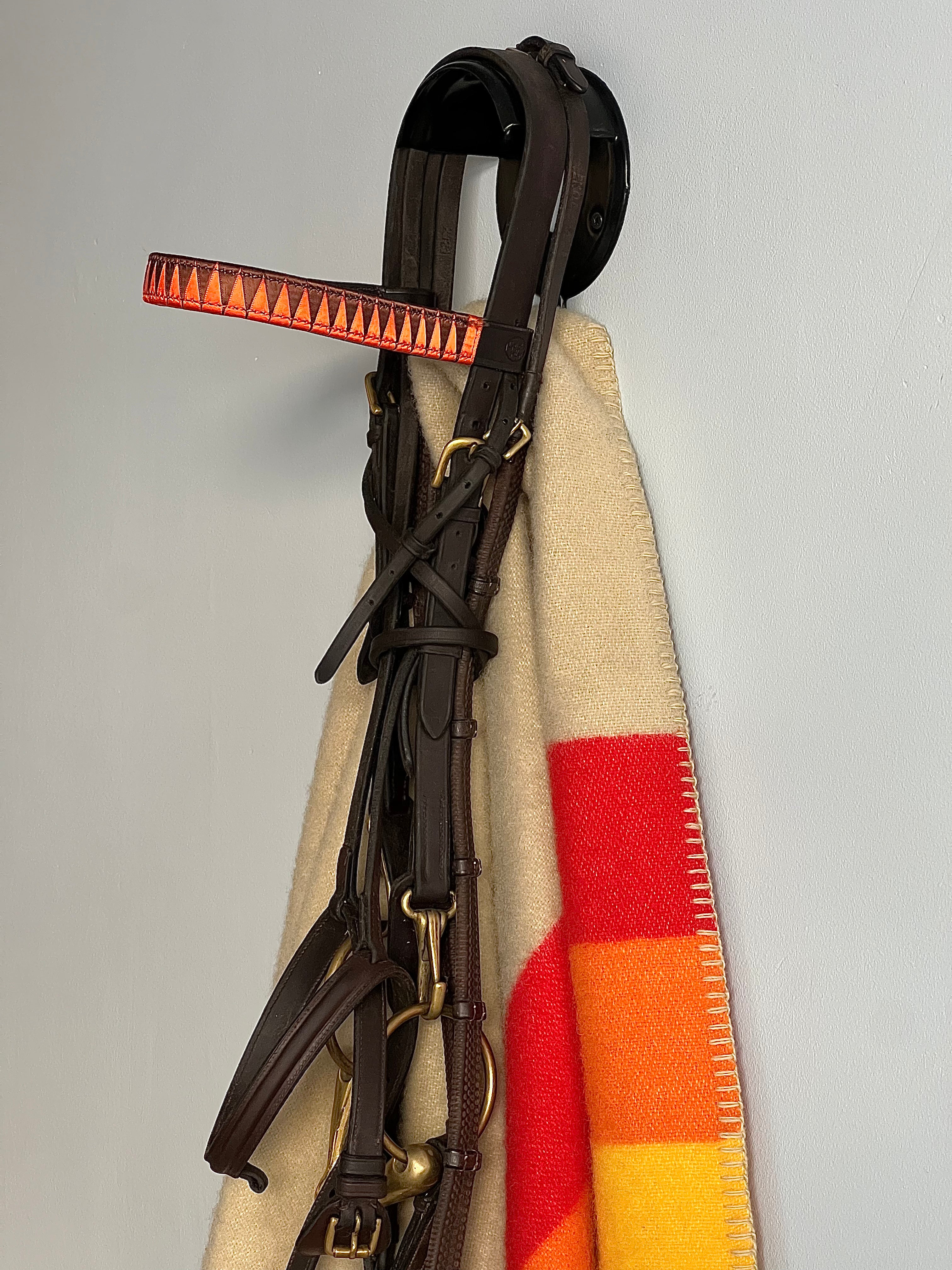 Bandeau Cheval Sharktooth Cuir Marron - Orange & Brown