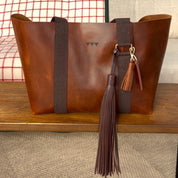 Pony Tail Grand Gland en Cuir - Marron Foncé