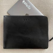 Étui pour ordinateur portable Lisen en cuir - Noir
