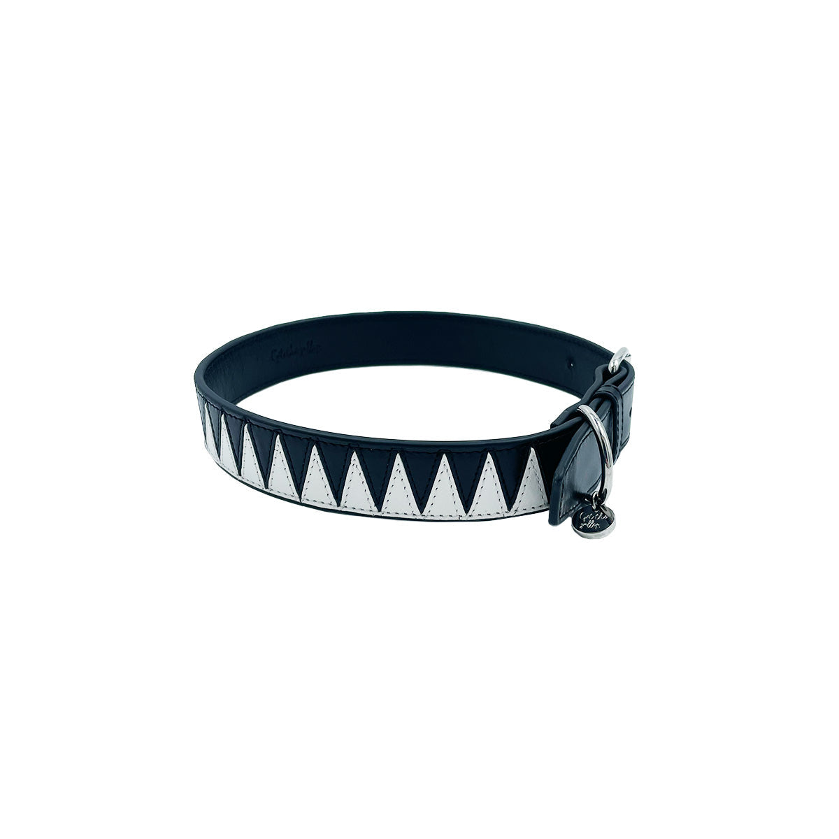 Sharktooth Dog Collar Leather & Suede